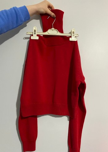 Kırmızı crop kazak - Görsel 2