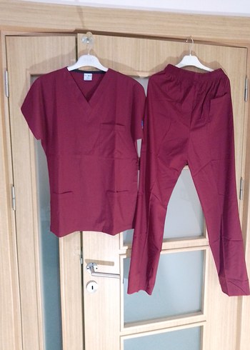 Bordo V Yaka unisex scrubs - Görsel 6
