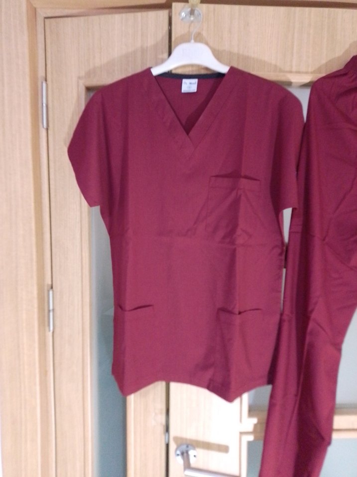 Bordo V Yaka unisex scrubs - Görsel 2