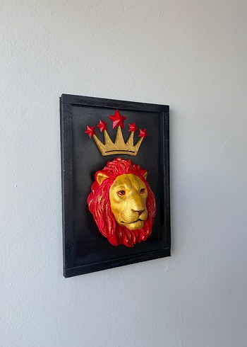 Altın Renkli Aslan Figürlü Duvar Süsü - Görsel 3