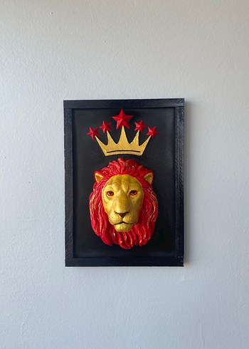 Altın Renkli Aslan Figürlü Duvar Süsü - Görsel 4