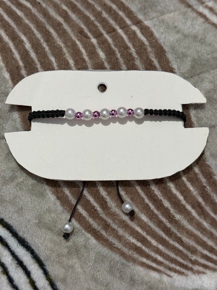 Boncuklu Beyaz Gri Bohem Bileklik - Görsel 2