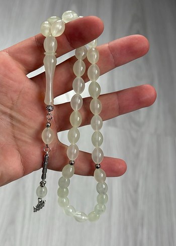 Beyaz kedi gözü Minimalist Erkek Tesbih - Görsel 3