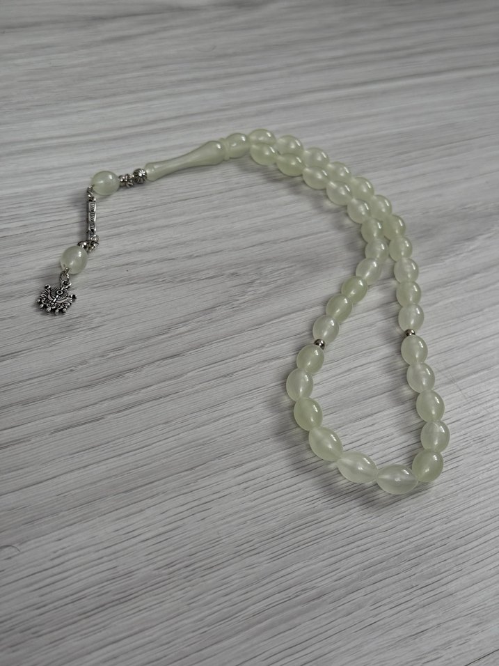 Beyaz kedi gözü Minimalist Erkek Tesbih - Görsel 2