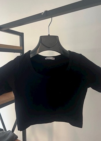 Addax Siyah Kadın Crop Top Kısa Kollu - Görsel 2