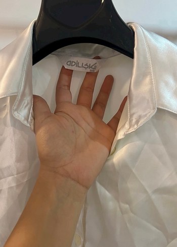 Adil Işık Kadın Beyaz Saten Kısa Kollu Gömlek - Görsel 4