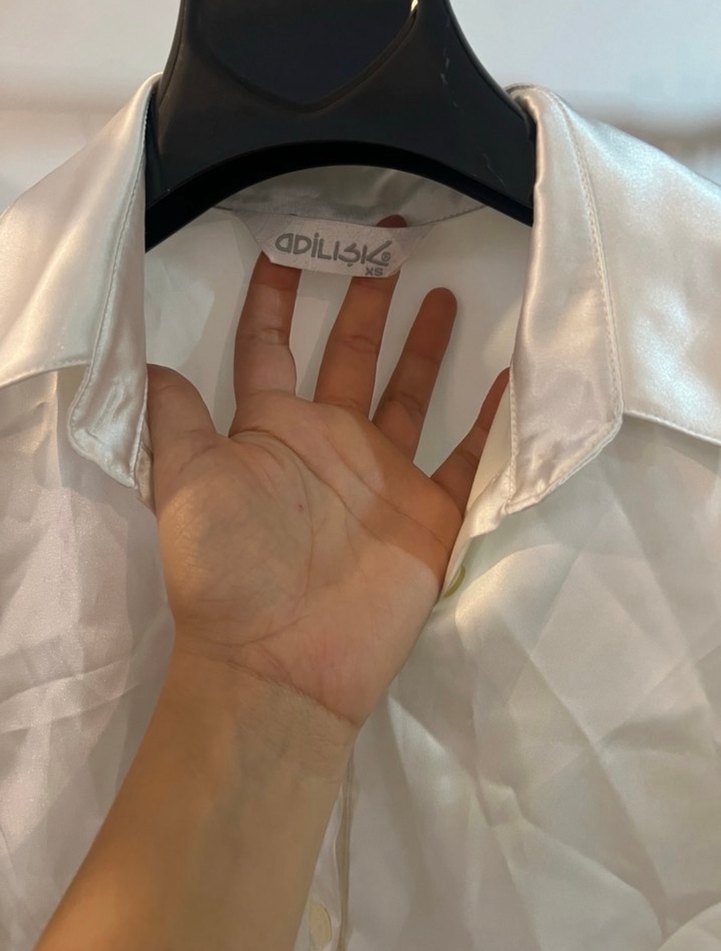 Adil Işık Kadın Beyaz Saten Kısa Kollu Gömlek - Görsel 4