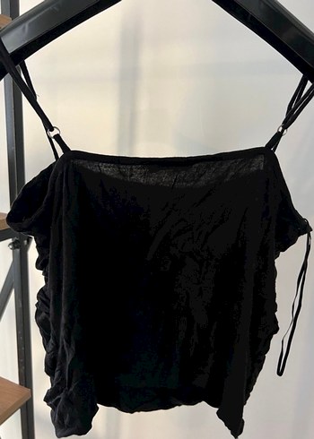 Kadın Siyah Kısa Drapeli Halter Bustiyer - Görsel 2