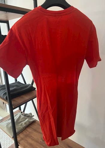 Kırmızı Kadın Mini Keten Elbise - Görsel 4