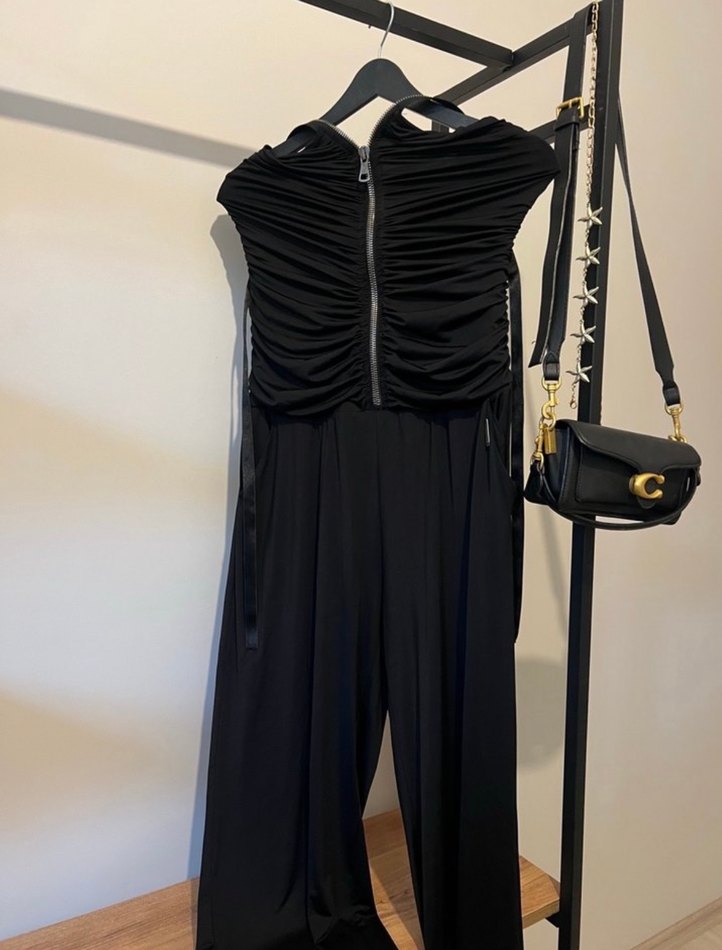 Siyah Straplez Gotik Uzun tulum - Görsel 5