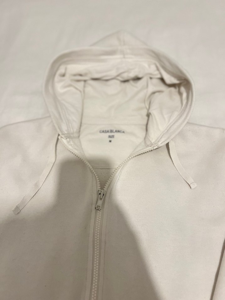 Kadın Beyaz Kapüşonlu Fermuarlı Sweatshirt - Görsel 2