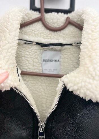 Bherska Kürk Detaylı Siyah Deri Biker Ceket - Görsel 3