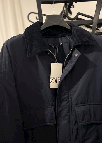 Zara Erkek Mavi Fermuarlı Midi Mont - Görsel 2