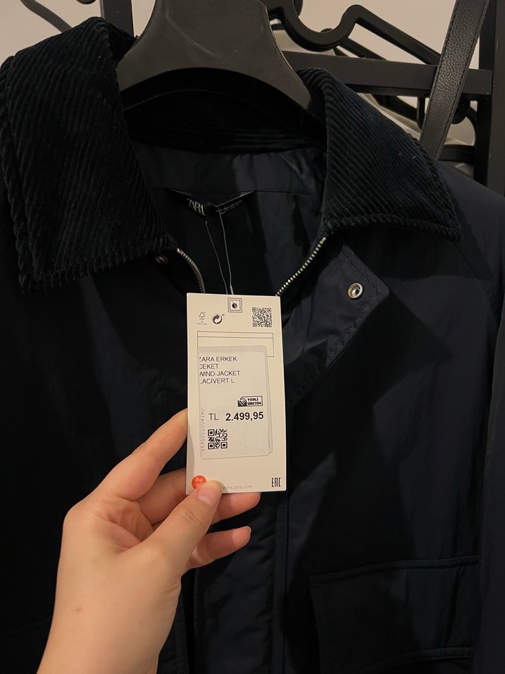 Zara Erkek Mavi Fermuarlı Midi Mont - Görsel 3