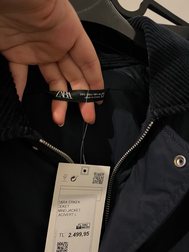 Zara Erkek Mavi Fermuarlı Midi Mont - Görsel 4