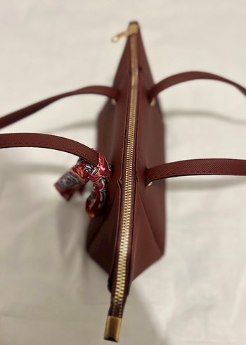 Bordo Deri Kadın Omuz Çantası - Görsel 2
