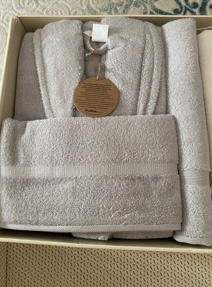 Özdilek Nakışlı Beyaz ve Gri Aile Havlu Seti - Görsel 3