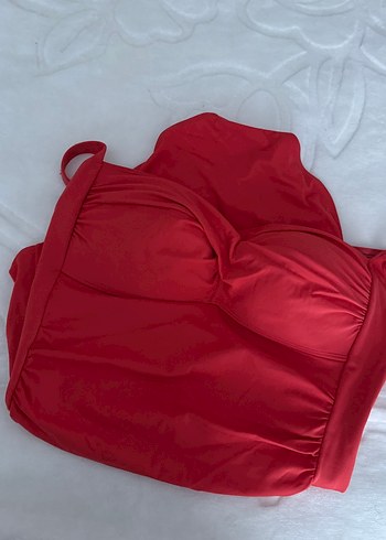 Kırmızı Drapeli Kadın Mayo - Görsel 3