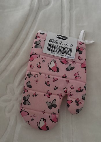 Pembe Kelebek Desenli Fırın Eldiveni Seti - Görsel 2