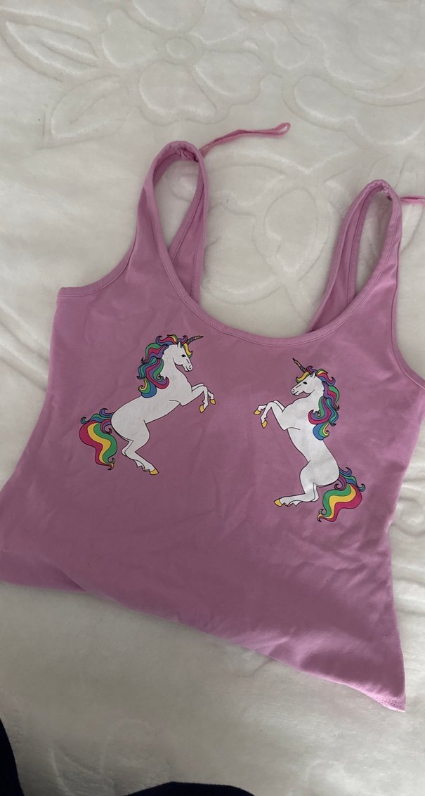 Unicorn Baskılı Mor Kız Çocuk Mayo - Görsel 3