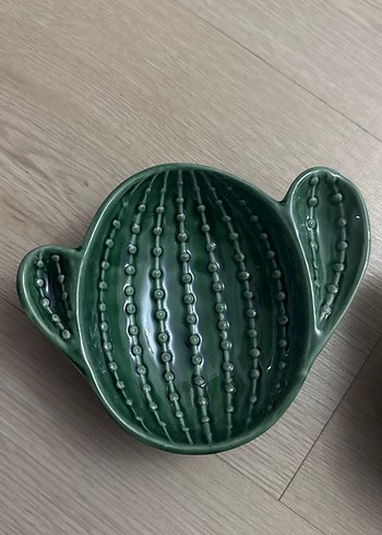 Kaktüs Desenli Yeşil Seramik Kase Seti - Görsel 2