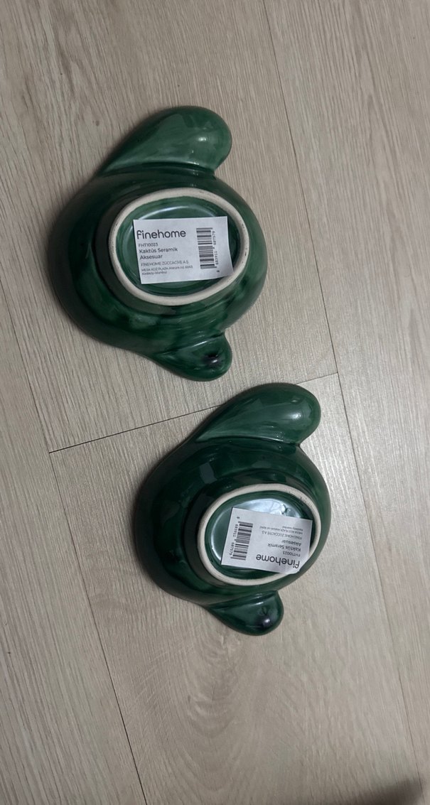 Kaktüs Desenli Yeşil Seramik Kase Seti - Görsel 3