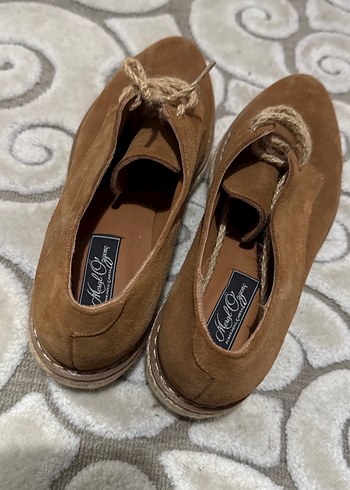 Kahverengi gerçek deri  Süet Kadın ayakkabı günlük - Görsel 2