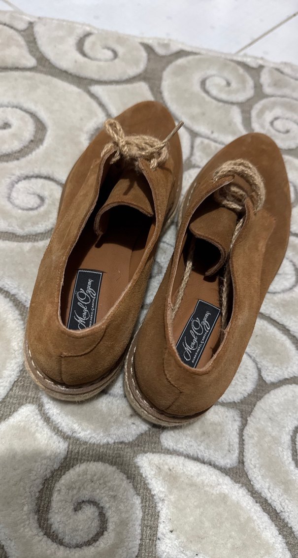 Kahverengi gerçek deri  Süet Kadın ayakkabı günlük - Görsel 2