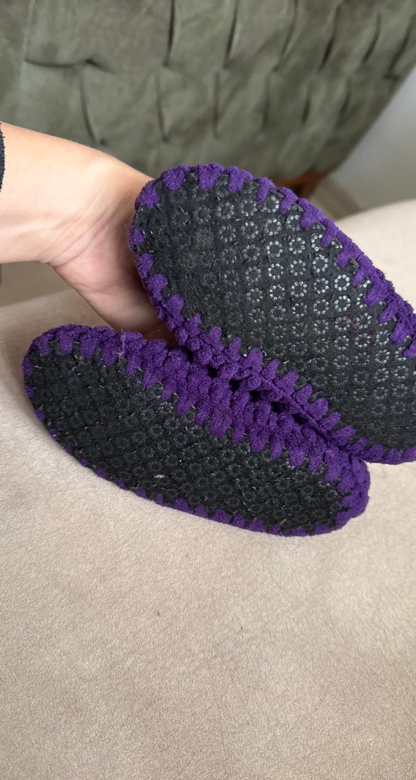 Mor Örgü Kız Çocuk Ev Terliği - Görsel 2