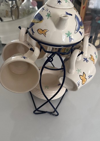 Balina ve Balık Desenli Porselen Çay Seti - Görsel 2