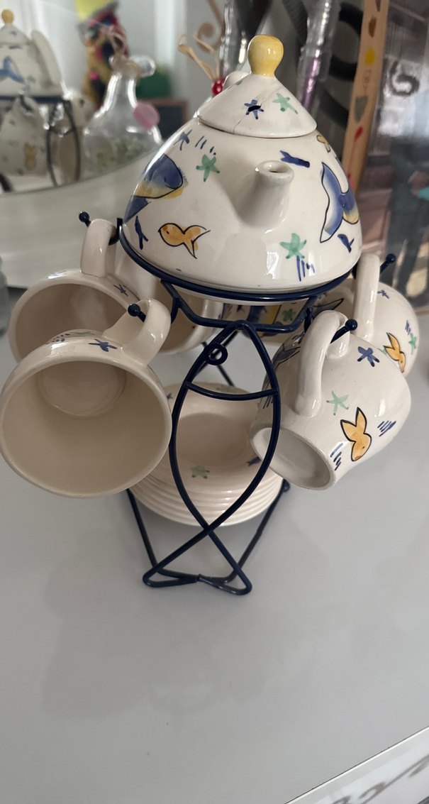 Balina ve Balık Desenli Porselen Çay Seti - Görsel 2