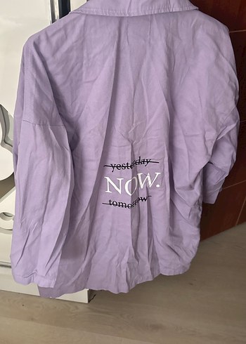 Mor Midi Kadın Ceket Düğmeli ve Gevşek Kesim - Görsel 2