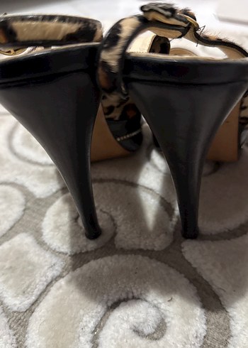 Kahverengi Leopar Desenli topuklu ayakkabı - Görsel 2