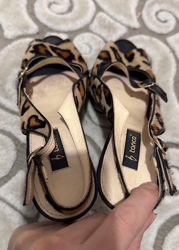 Kahverengi Leopar Desenli topuklu ayakkabı - Görsel 3