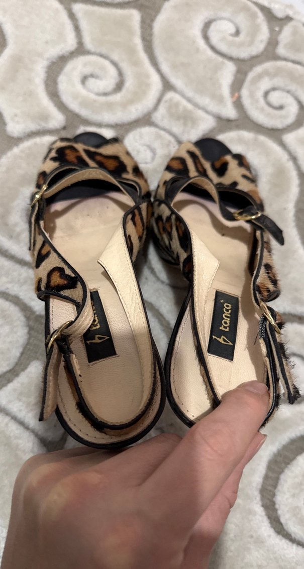 Kahverengi Leopar Desenli topuklu ayakkabı - Görsel 3