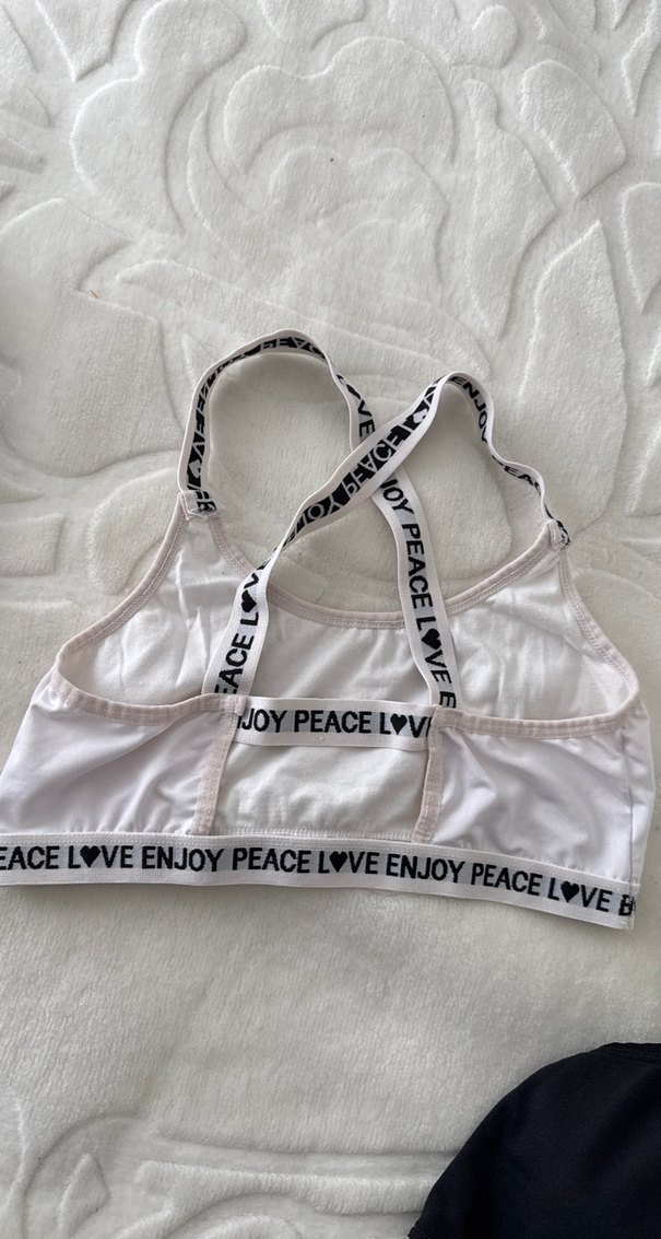 Beyaz Baskılı Mini Spor Sütyeni - Görsel 2