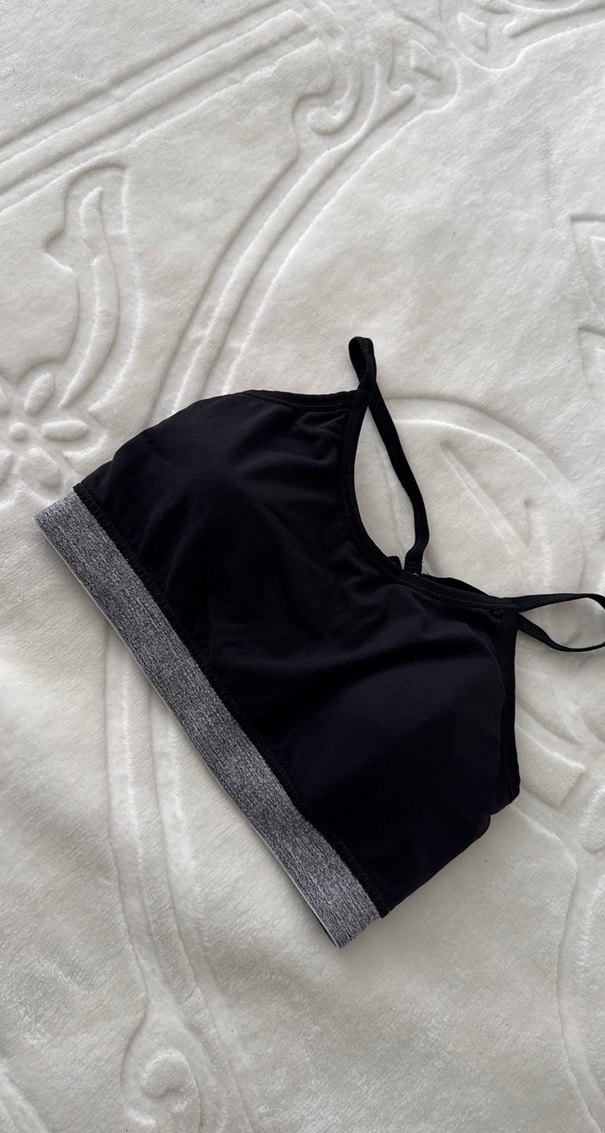 Gri  siyahSpor Sütyeni İnce Askılı - Görsel 2