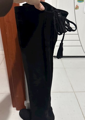 Siyah Süet streç dizüstü Çizme - Görsel 2