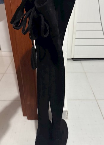 Siyah Süet streç dizüstü Çizme - Görsel 3