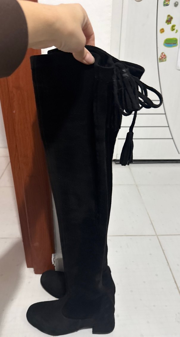 Siyah Süet streç dizüstü Çizme - Görsel 2