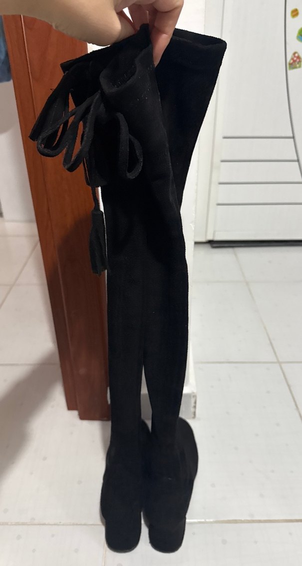 Siyah Süet streç dizüstü Çizme - Görsel 3