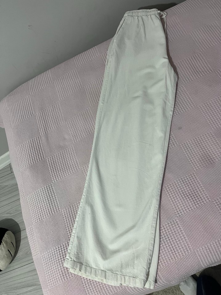 Beyaz keten pantolon - Görsel 2