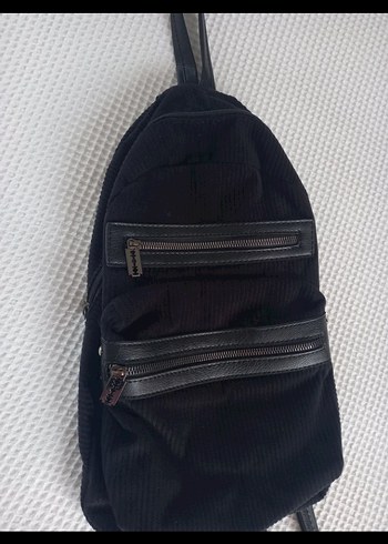 Siyah Süet Fermuarlı Kadın Sırt Çantası - Görsel 2