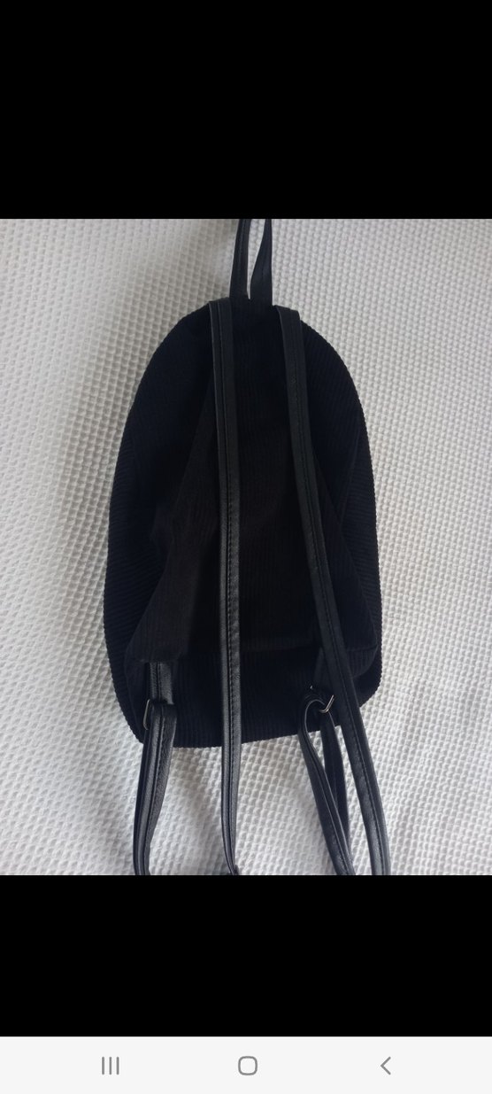 Siyah Süet Fermuarlı Kadın Sırt Çantası - Görsel 3