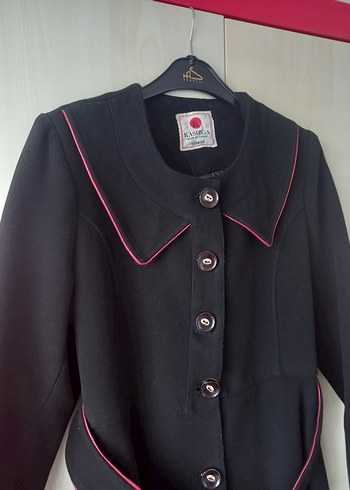 Düğmeli Siyah Uzun Kadın Kaban - Görsel 2