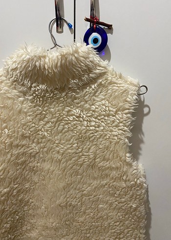 Beyaz Kürk Detaylı Kolsuz Kadın Yelek - Görsel 4