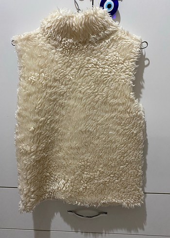 Beyaz Kürk Detaylı Kolsuz Kadın Yelek - Görsel 5