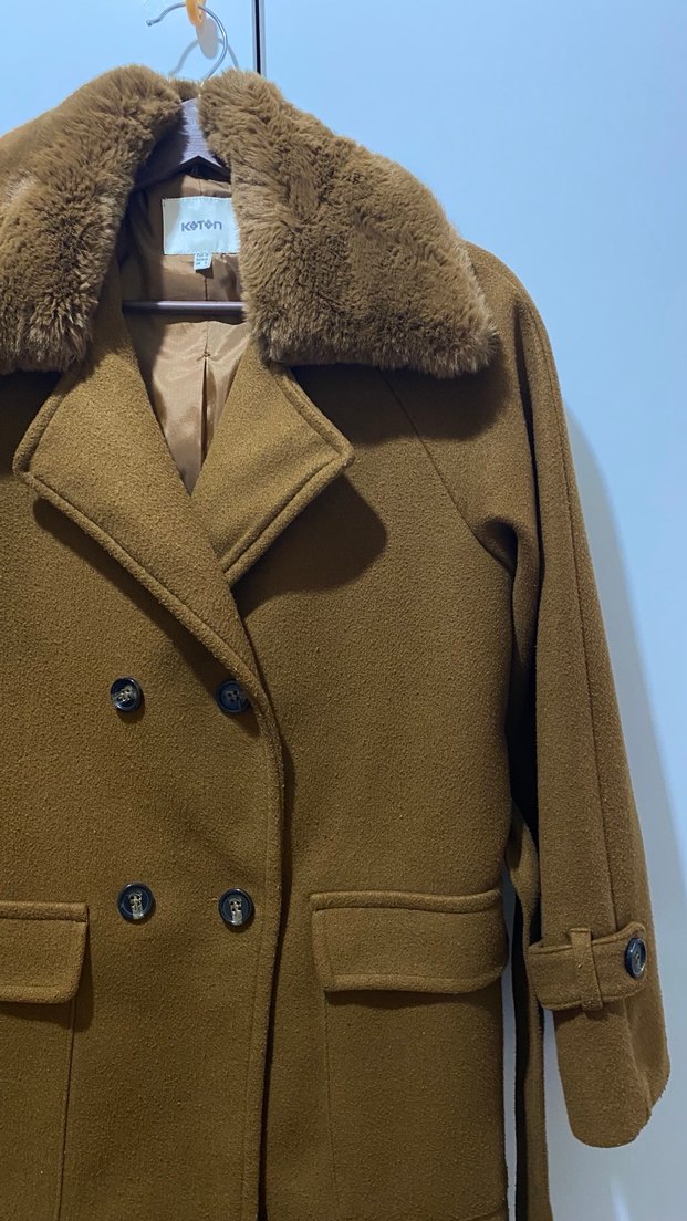 Kahverengi Kürklü Uzun Kadın Kaban - Görsel 2