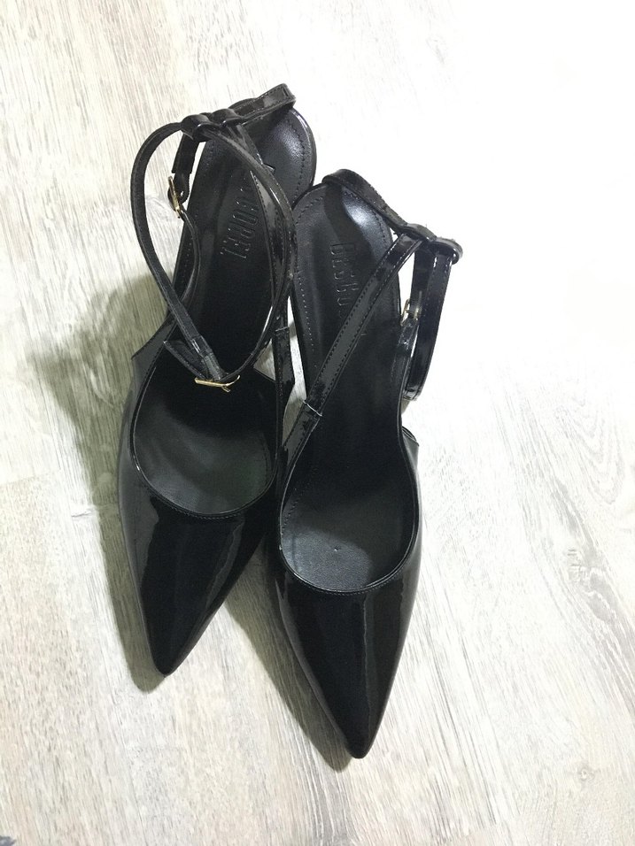 Siyah Rugan Bilekten Bağlamalı Stiletto - Görsel 3