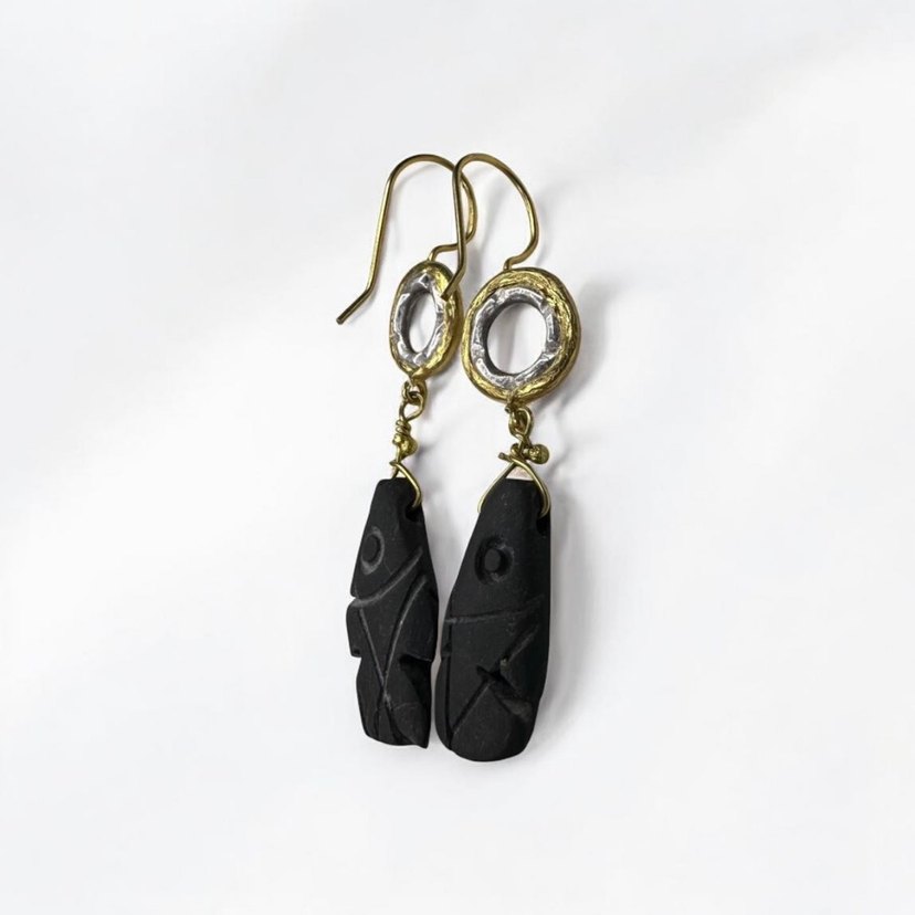 doğal taş üzerine el oyması balık figür - Görsel 3